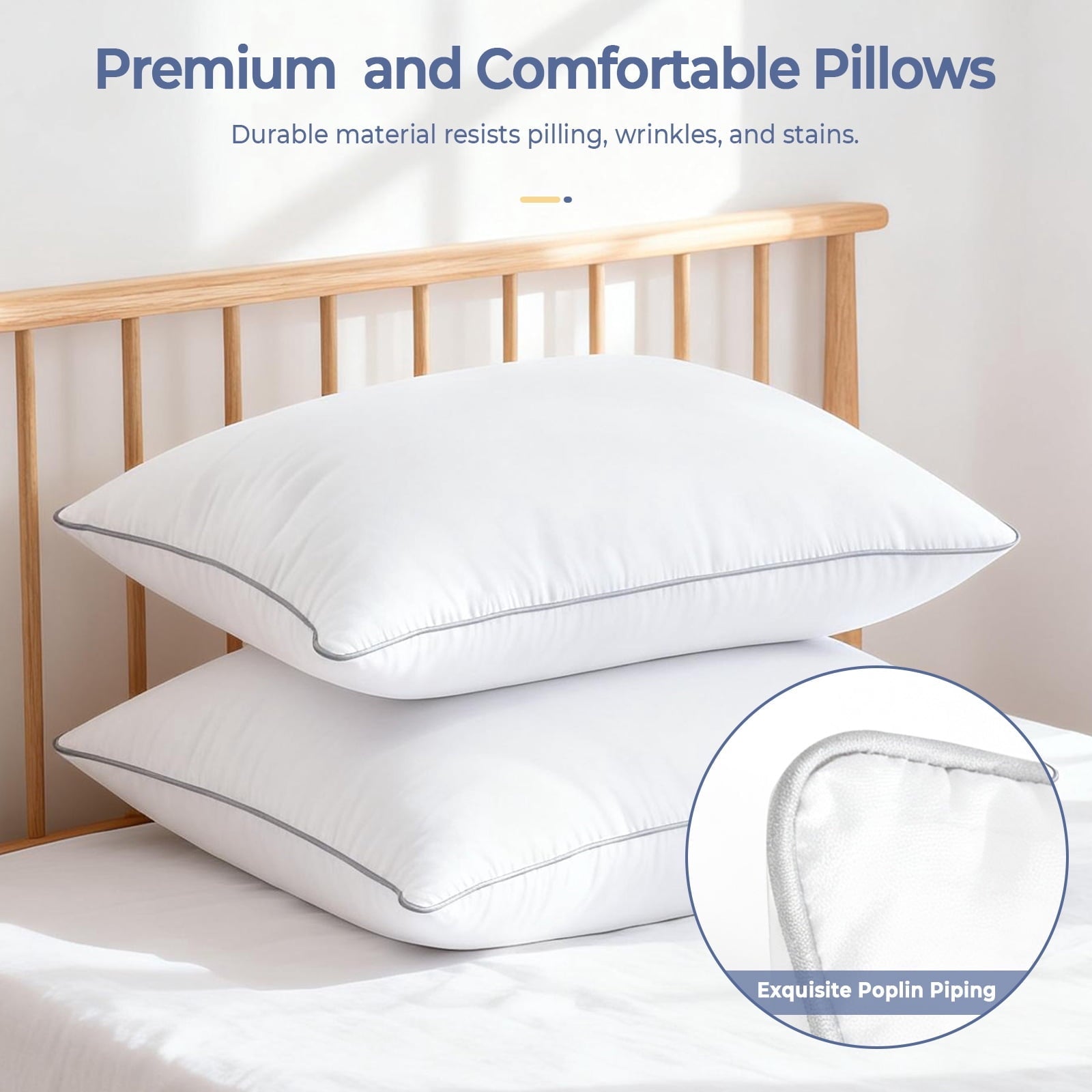 Pillows Queen Size Set of 2, Bed Pillows for Side and Back Sleepers, Soft Down Alternative Pillows, Hotel Quality and...