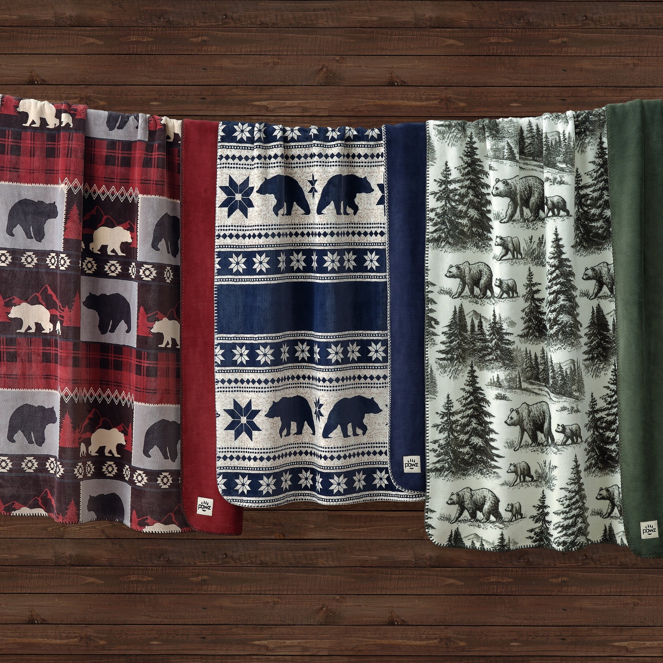 Plush Oversized Throw Blanket for Couch or Bed, Soft Flannel Fleece, Green Pine Trees, 50"x72"