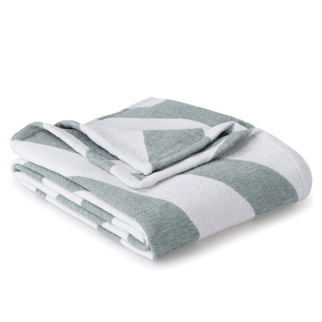 Chenille Jacquard Soft Throw Blanket, Soft Sea