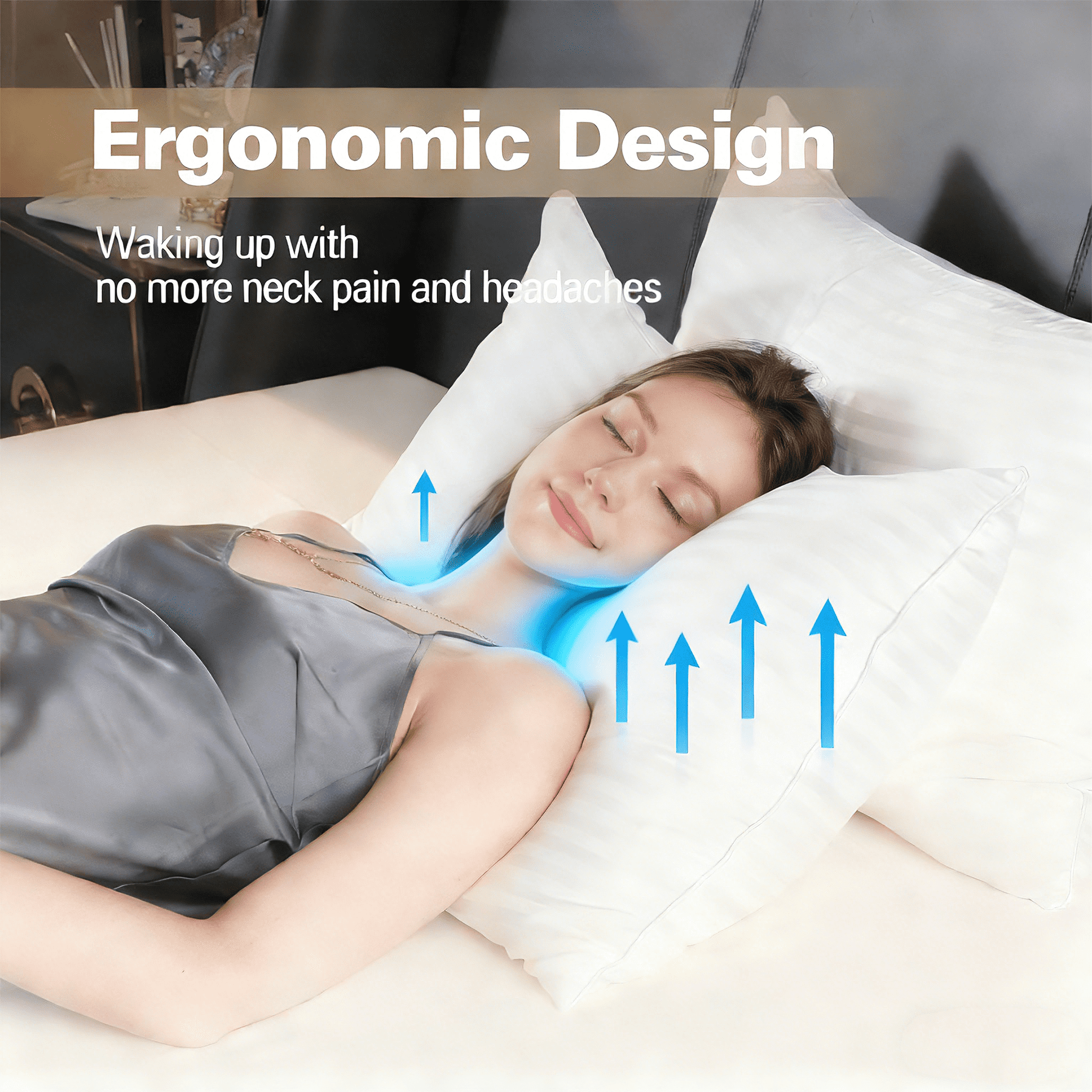 Pillow for Bed Standard Size Set of 2 ,Down Alternative Pillows for Sleeping 20x26inch, Luxury Hotel Pillow for Back,...