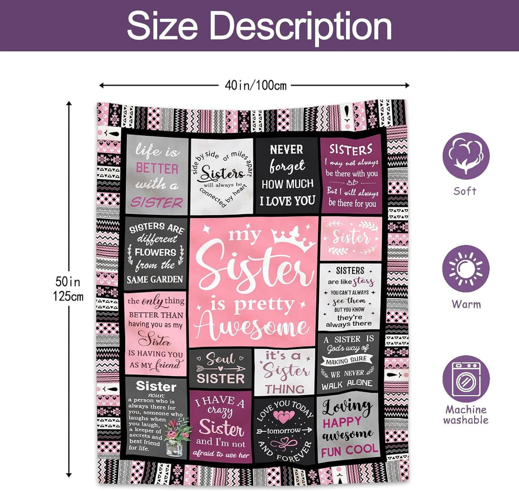 Sister Gifts , Sisters Birthday Gift Idea, Best Sister Ever Gift for Women, Birthday Gifts for Sisters, Sis Soft Thro...