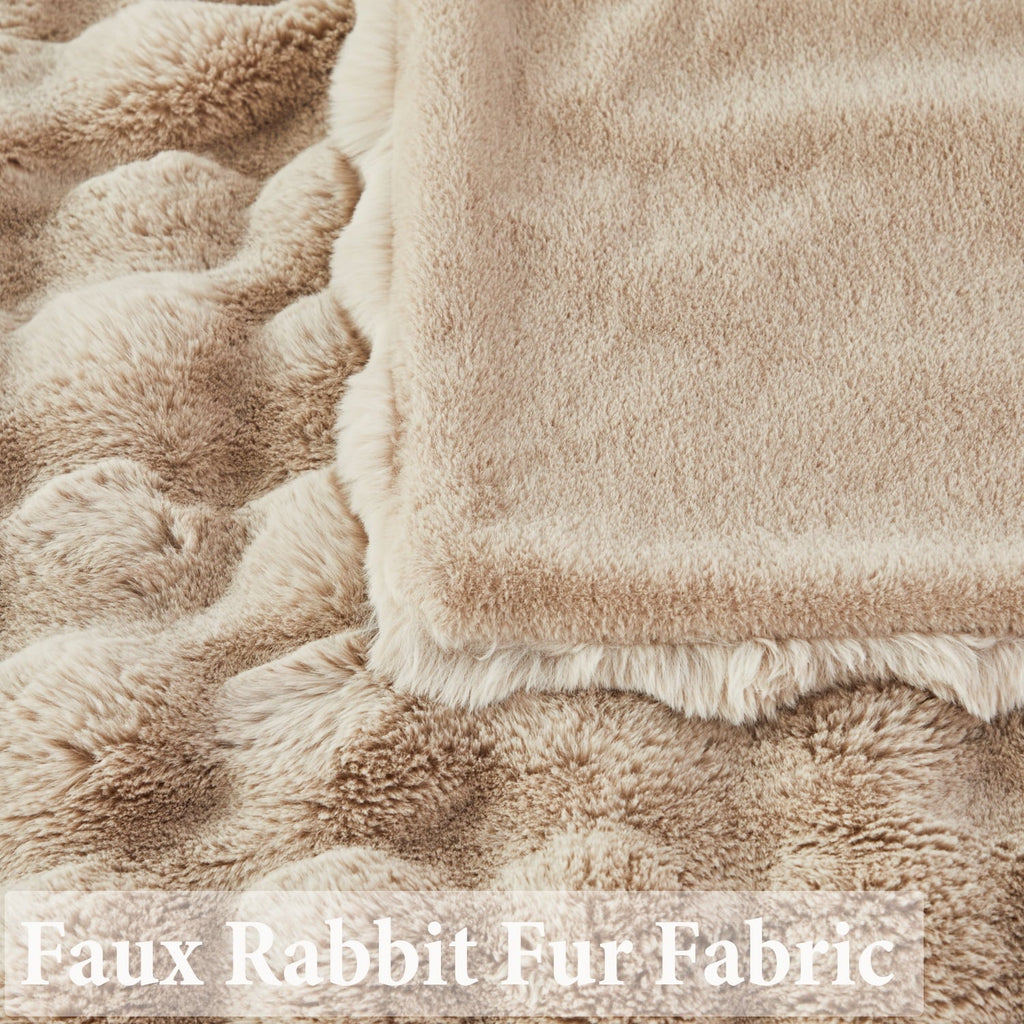 Taupe Faux Fur Bubble Blankets for Couch Chair Sofa Luxury Fluffy Thick Bubble Throw Blanket Furry Blanket Fuzzy Soft...