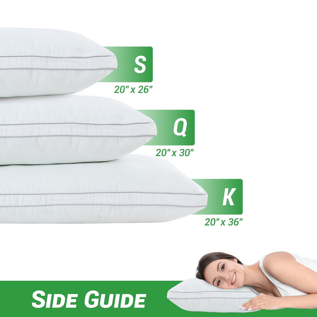 2 Pack Pillows for Bed, Standard Size Pillows Insert for Side and Back Sleepers, Soft Down Alternative Microfiber Fil...