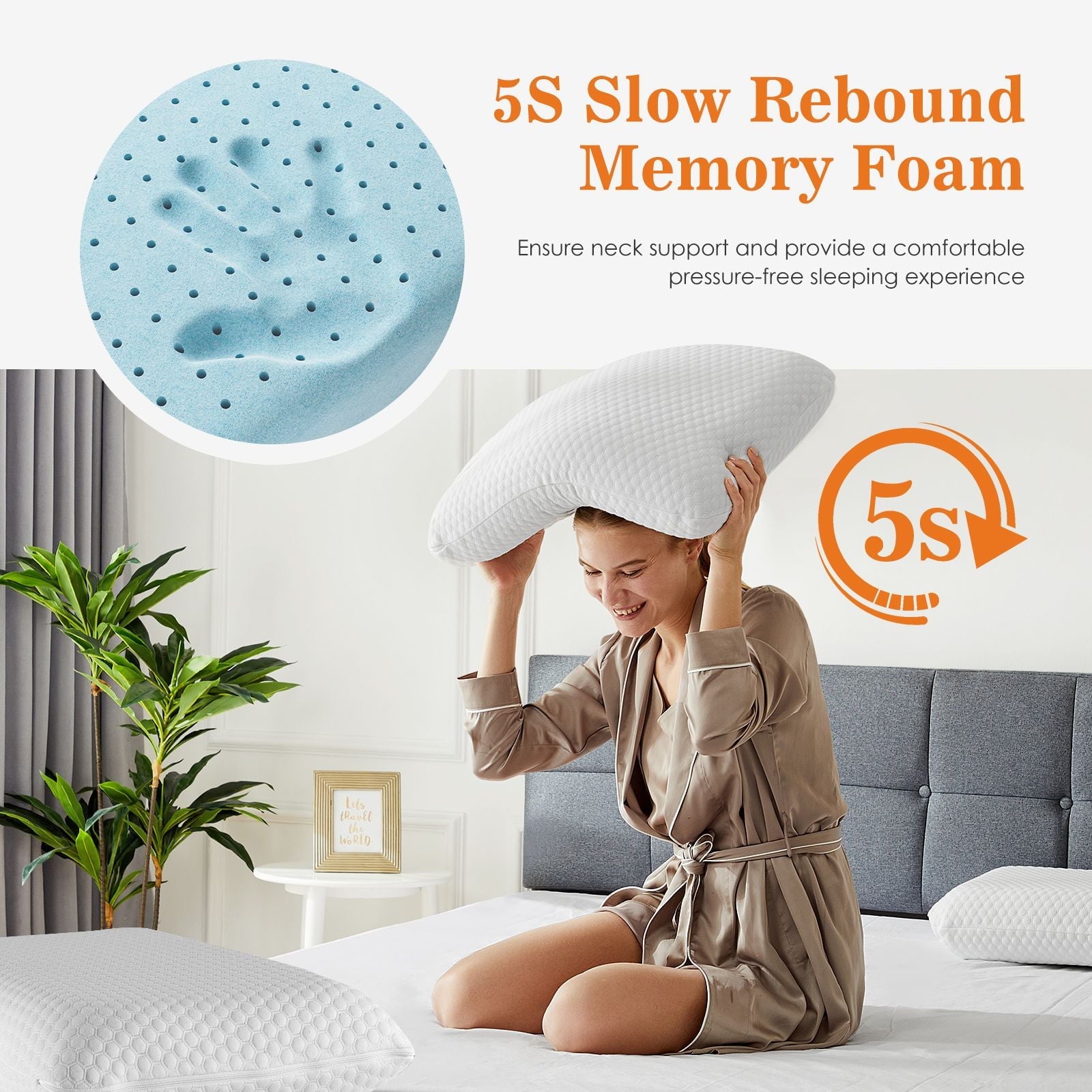 Memory Foam Pillow, Standard Size Pillows for Sleeping, Bed Pillow Soft and Comfortable, 1 Pack