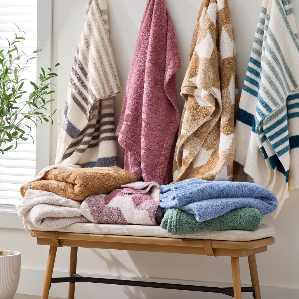 Beige Cozy Knit Throw, 50" x 72"