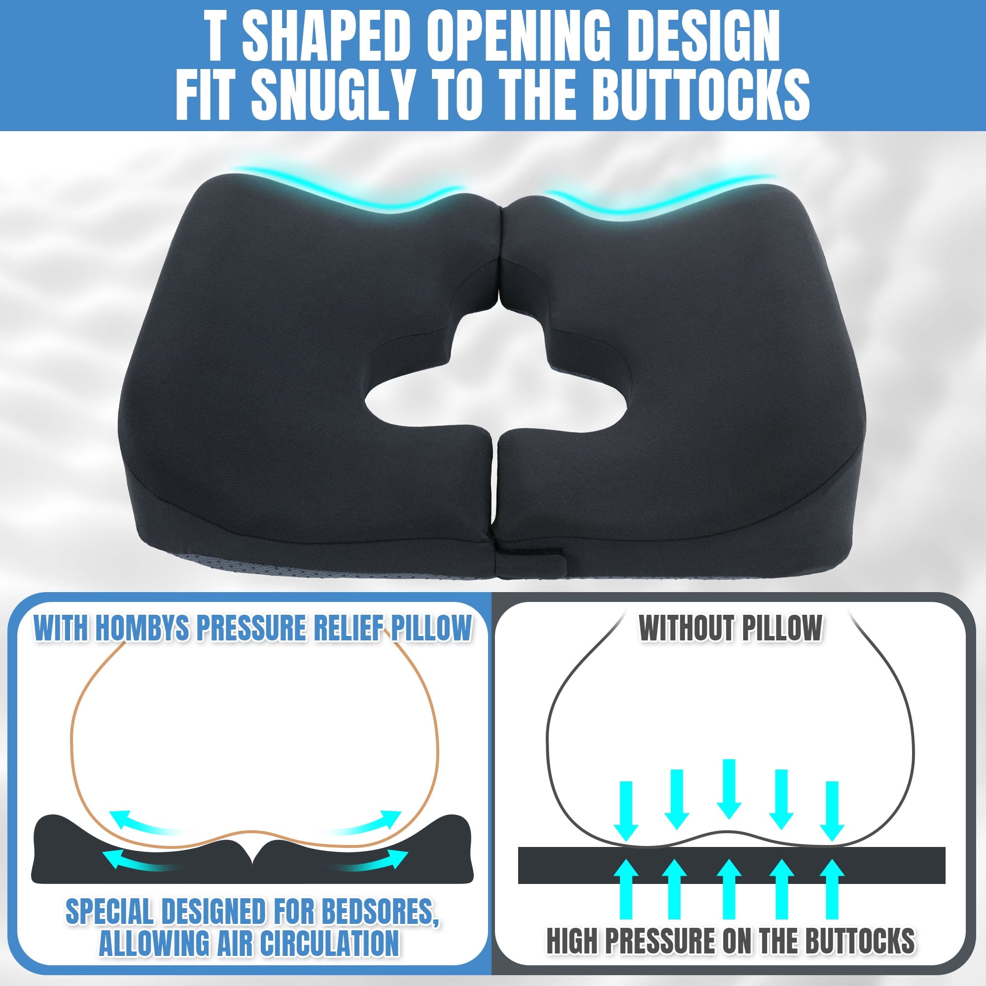 Memory Foam Bed Sore Cushions for Butt, Bedsore Pressure Relief Pillow for Sleeping and Sitting,Cushion for Bed Sores...