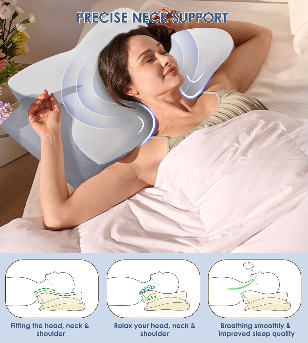Cervical Pillow for Neck Pain Relief, Contour Memory Foam Pillows, Odorless Ergonomic Neck Pillow Adjustable Orthoped...