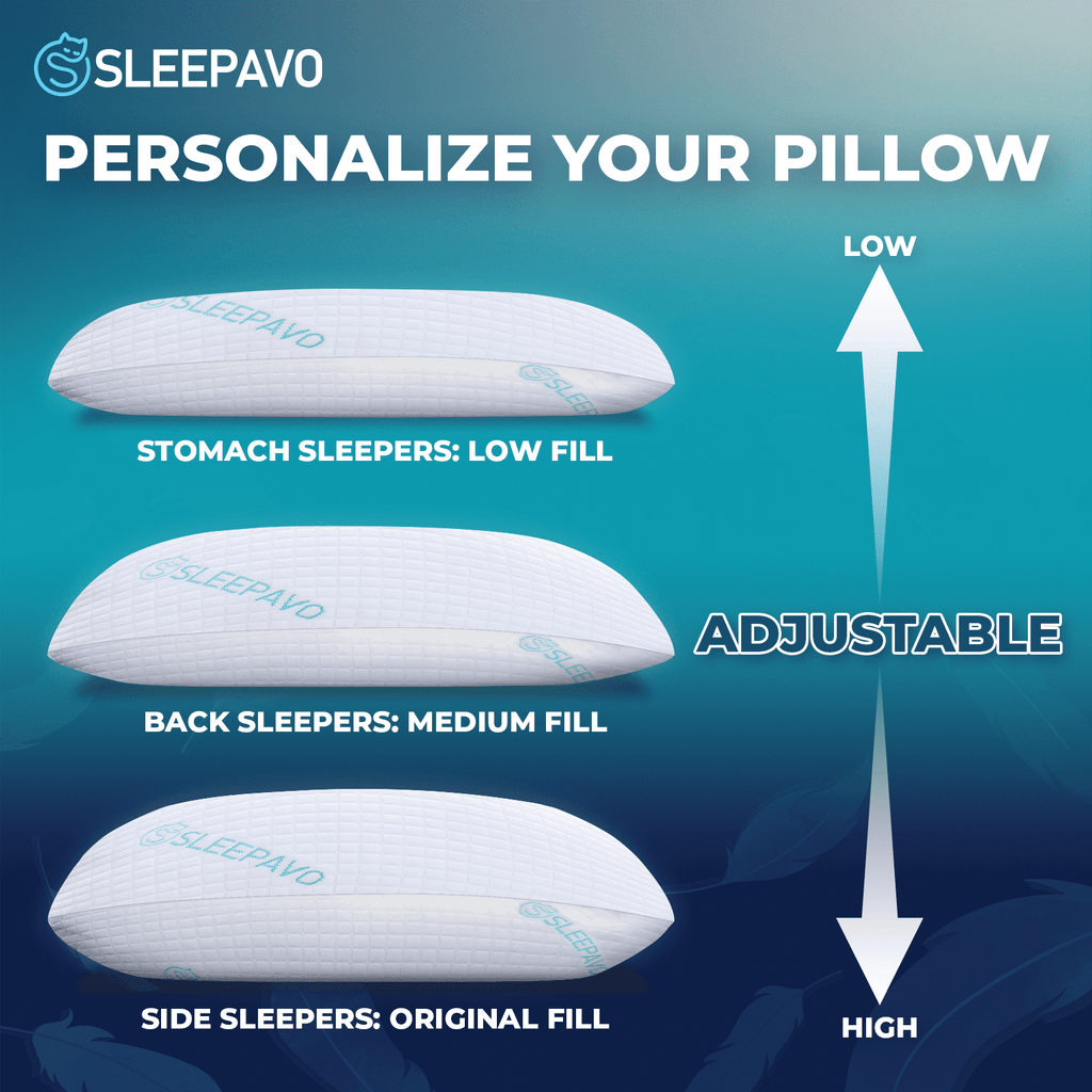 Adjustable Shredded Memory Foam Pillows Queen Size Set of 2 - Extra Soft Cooling Bamboo Bed Pillows for Sleeping - Ba...