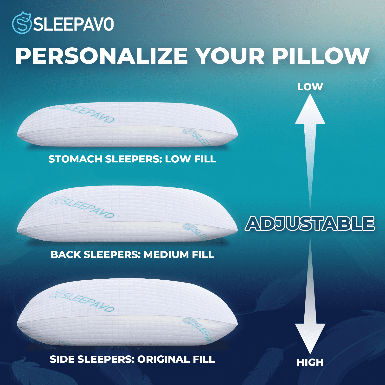 Adjustable Shredded Memory Foam Pillows Queen Size Set of 2 - Extra Soft Cooling Bamboo Bed Pillows for Sleeping - Ba...