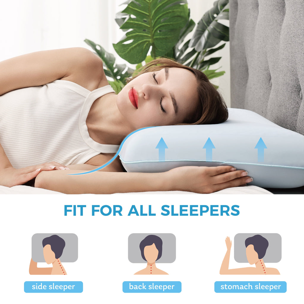 Memory Foam Pillow, Cooling Gel Bed Pillow, Queen, Blue