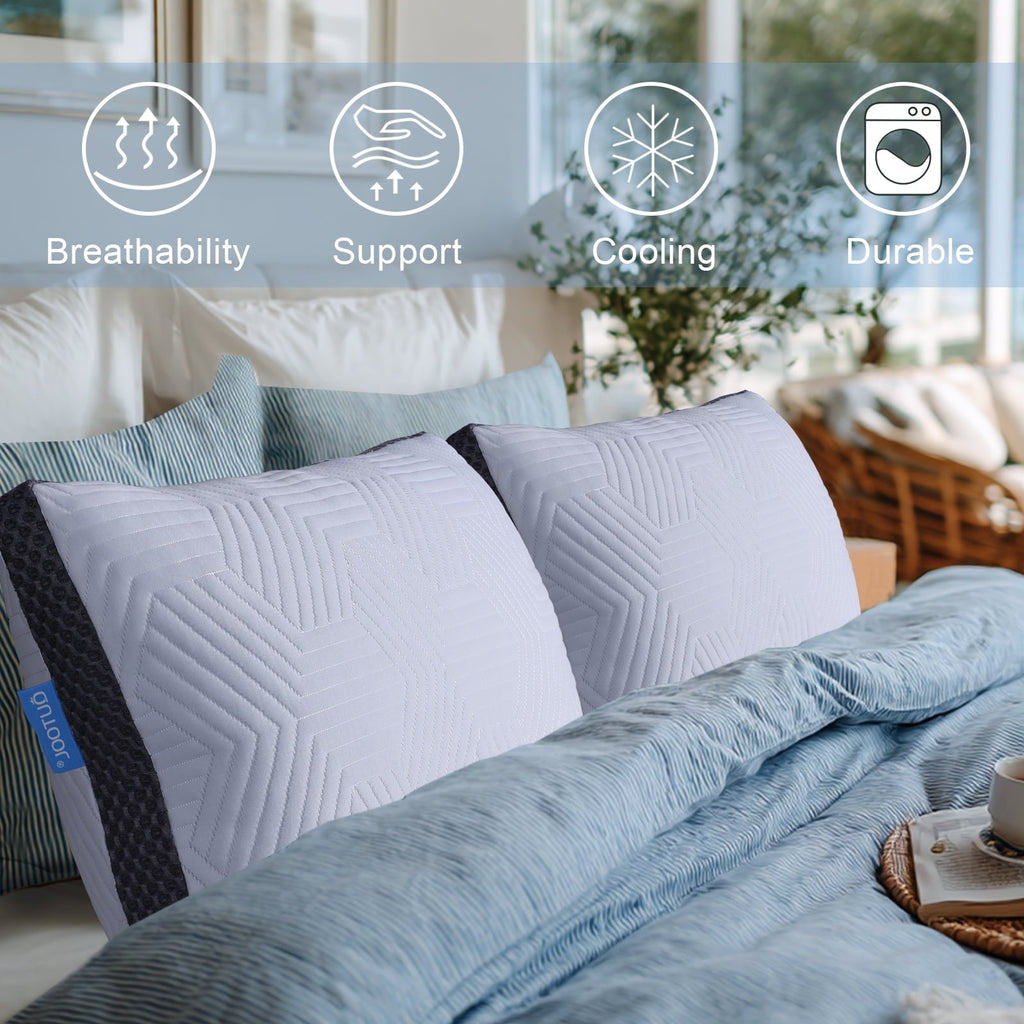 Soft Bed Pillow, Shredded Memory Foam Pillow, Comfortable Sleeping Pillow, Standard Size, Affordable Everyday Use