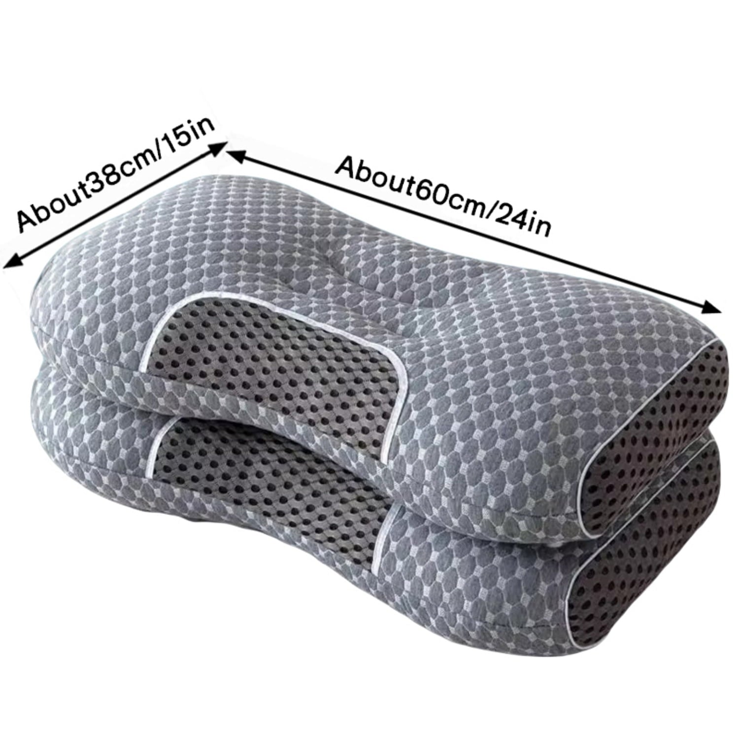 2-Piece Set - 24"x15" Gray Bed for Back, Side, Stomach Sleepers