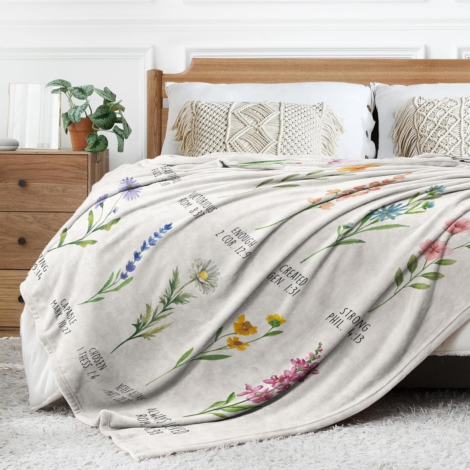 Christian Gifts for Women, Christian Blanket with Flowers, Birthday Gifts for Women, Inspirational, Religious Gifts f...