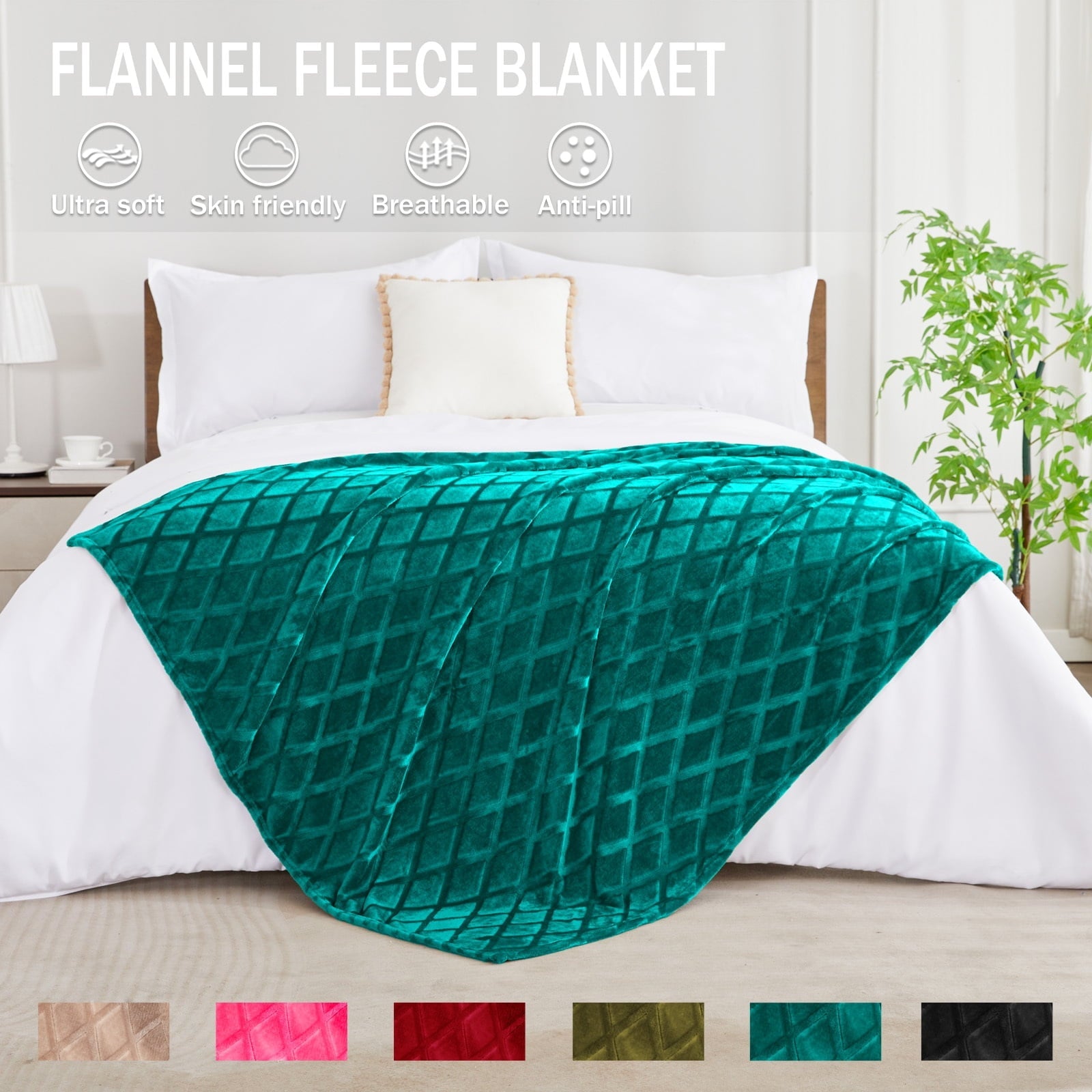 Large Soft Throw Blanket for Couch, 50x70 Inches Diamond Geometry Pattern Velvet Fleece Blanket, Cozy, Warm and Light...