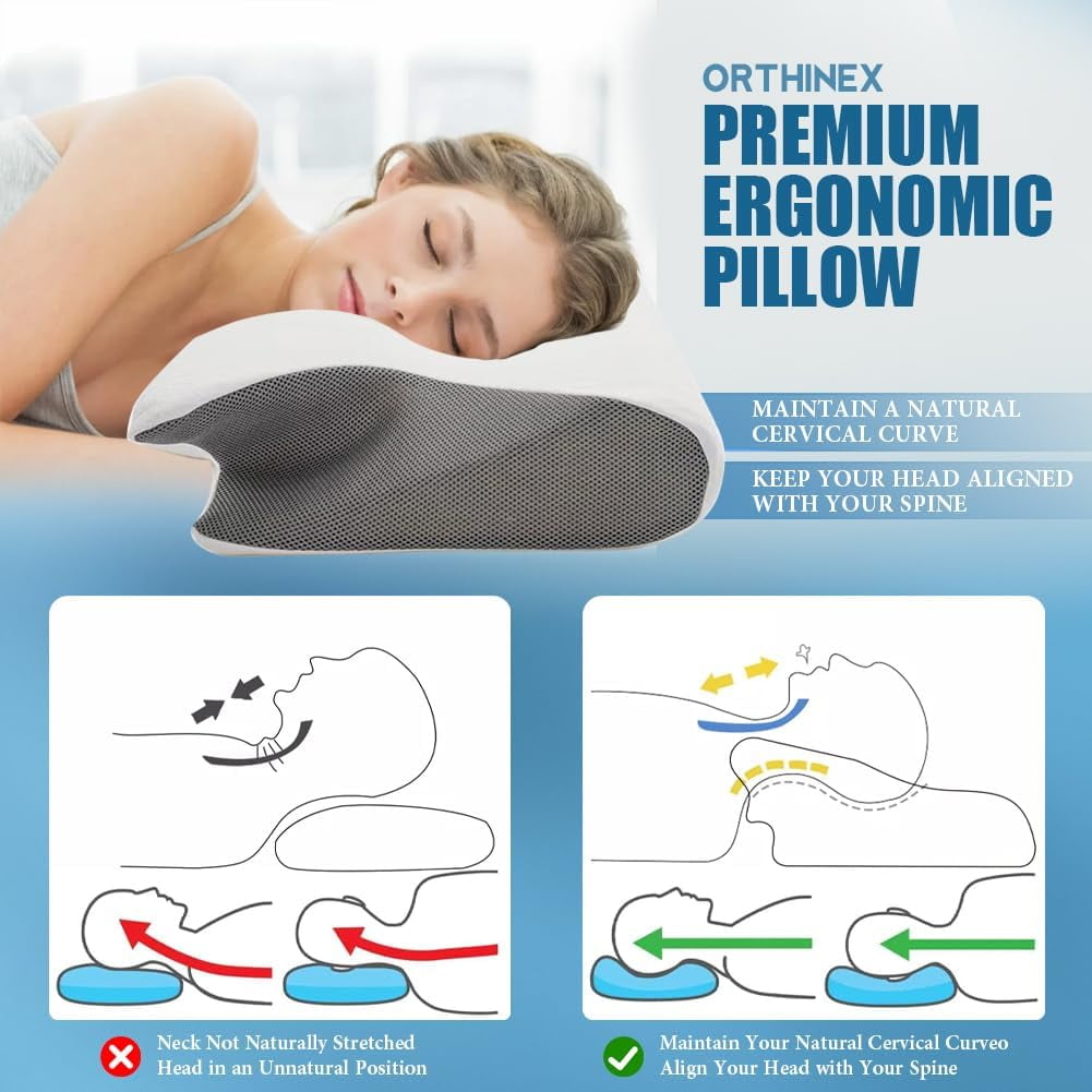Airway Pro Sleep Apnea Pillow, Airway Pro Cervical Pillow - All-Night Neck Support, Ergonomic Pillows for All Sleepin...