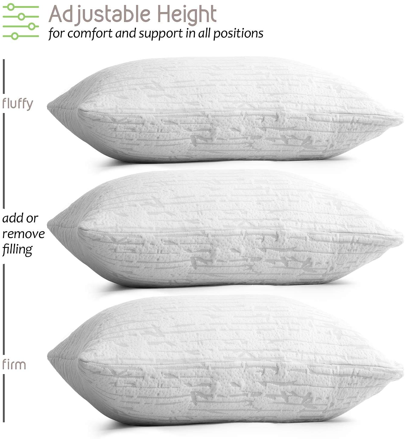 Bed Pillow, Bamboo Pillows for Bed, Queen Size Pillows