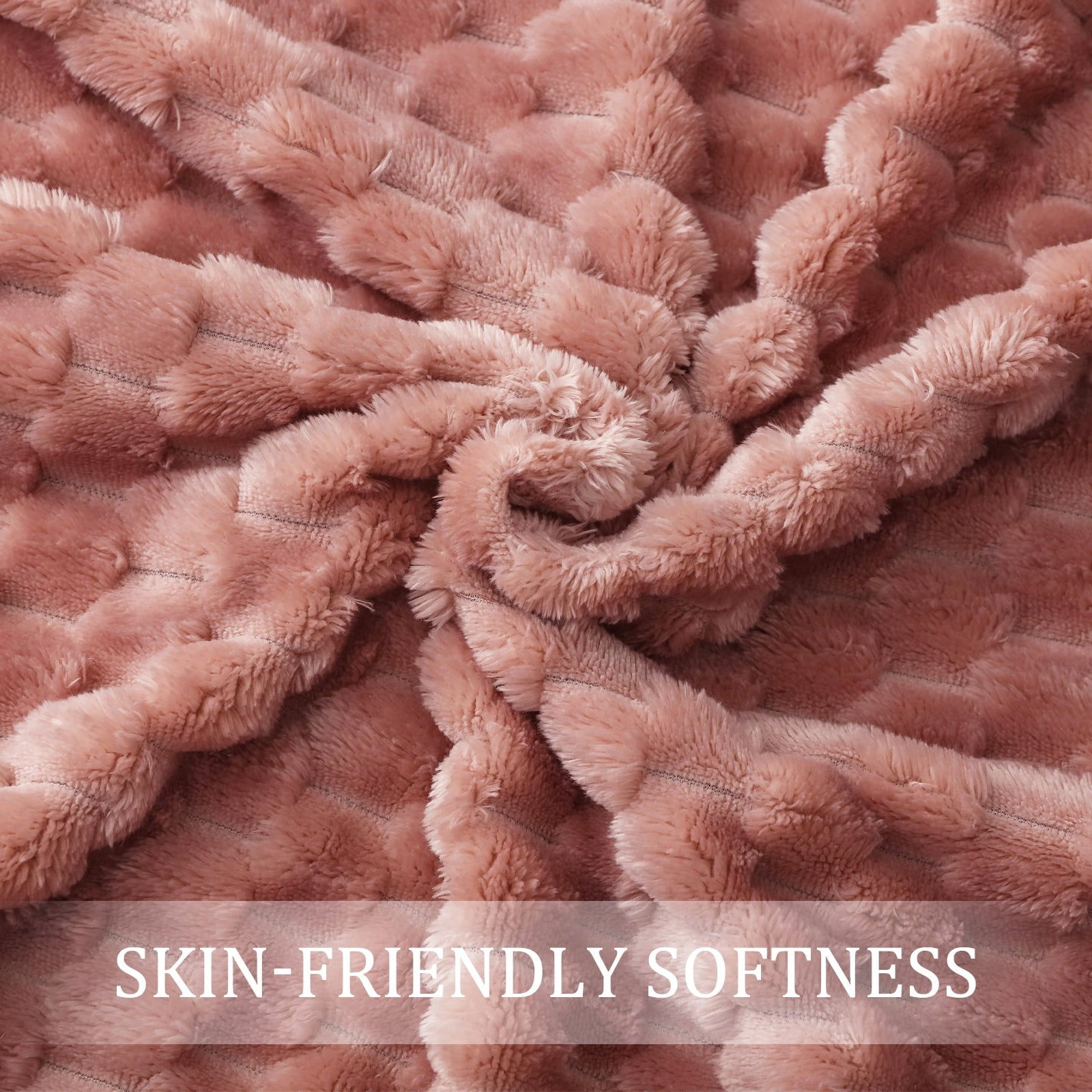 Large Soft Fleece Throw Blanket, 50"x70" Stylish Jacquard Throw Blanket for Couch, Cozy, Warm, Lightweight Dusty Pink...