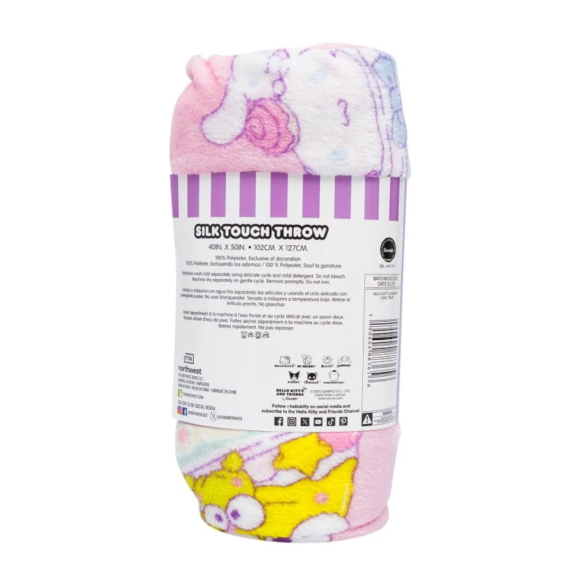 Hello Kitty Soft and Friends Silky Fleece Throw 40"x50" Kids Blanket "Cool Treat"