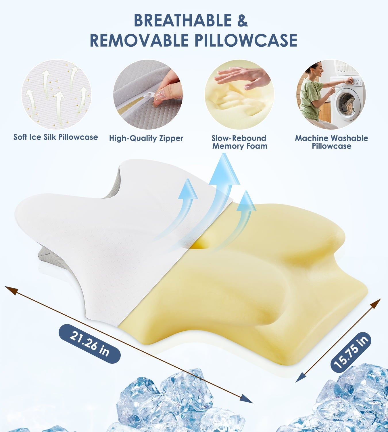 Cervical Pillow for Neck Pain Relief, Contour Memory Foam Pillows, Odorless Ergonomic Neck Pillow Adjustable Orthoped...