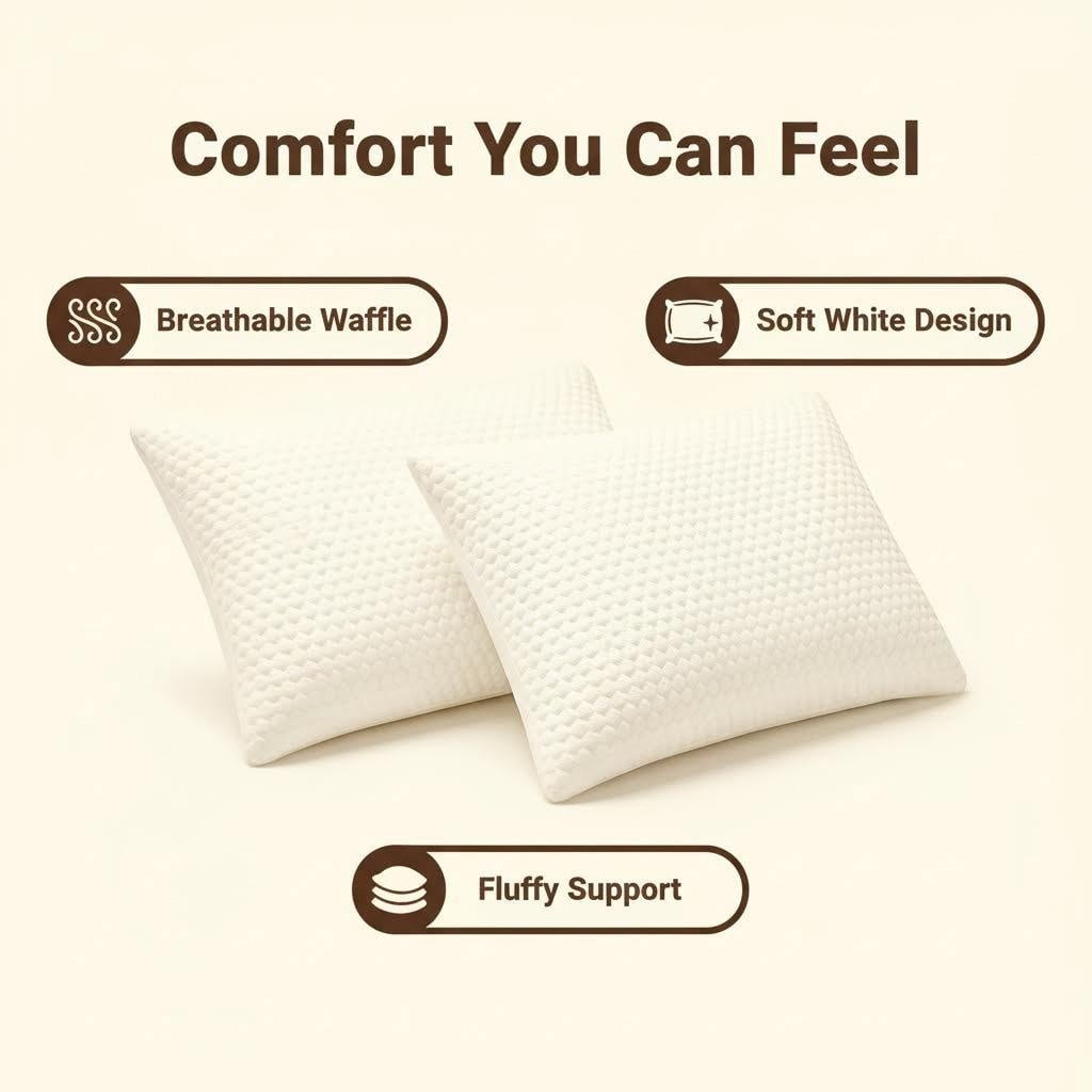 Queen Size Latex Pillow (2 Pack) Shredded Natural Latex Cooling Bed Pillows for Side & Back Sleepers, Medium Firm Sup...
