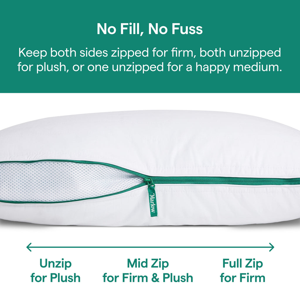 Marlow Adjustable Memory Foam Bed Pillow - Neck and Back Support For Side, Back and Stomach Sleepers - Standard/Queen...