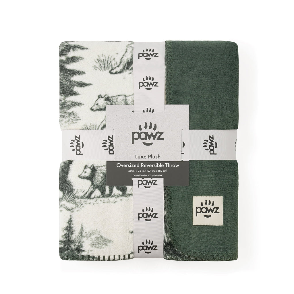 Plush Oversized Throw Blanket for Couch or Bed, Soft Flannel Fleece, Green Pine Trees, 50"x72"
