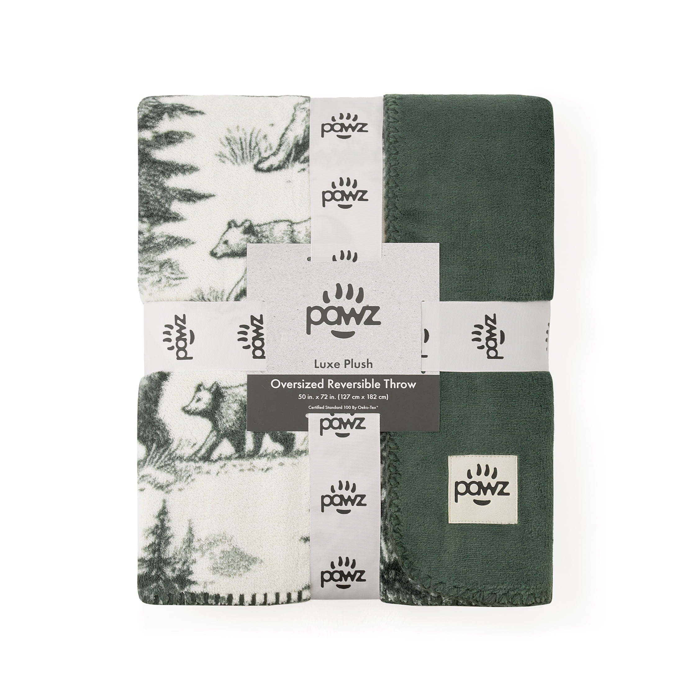 Plush Oversized Throw Blanket for Couch or Bed, Soft Flannel Fleece, Green Pine Trees, 50"x72"