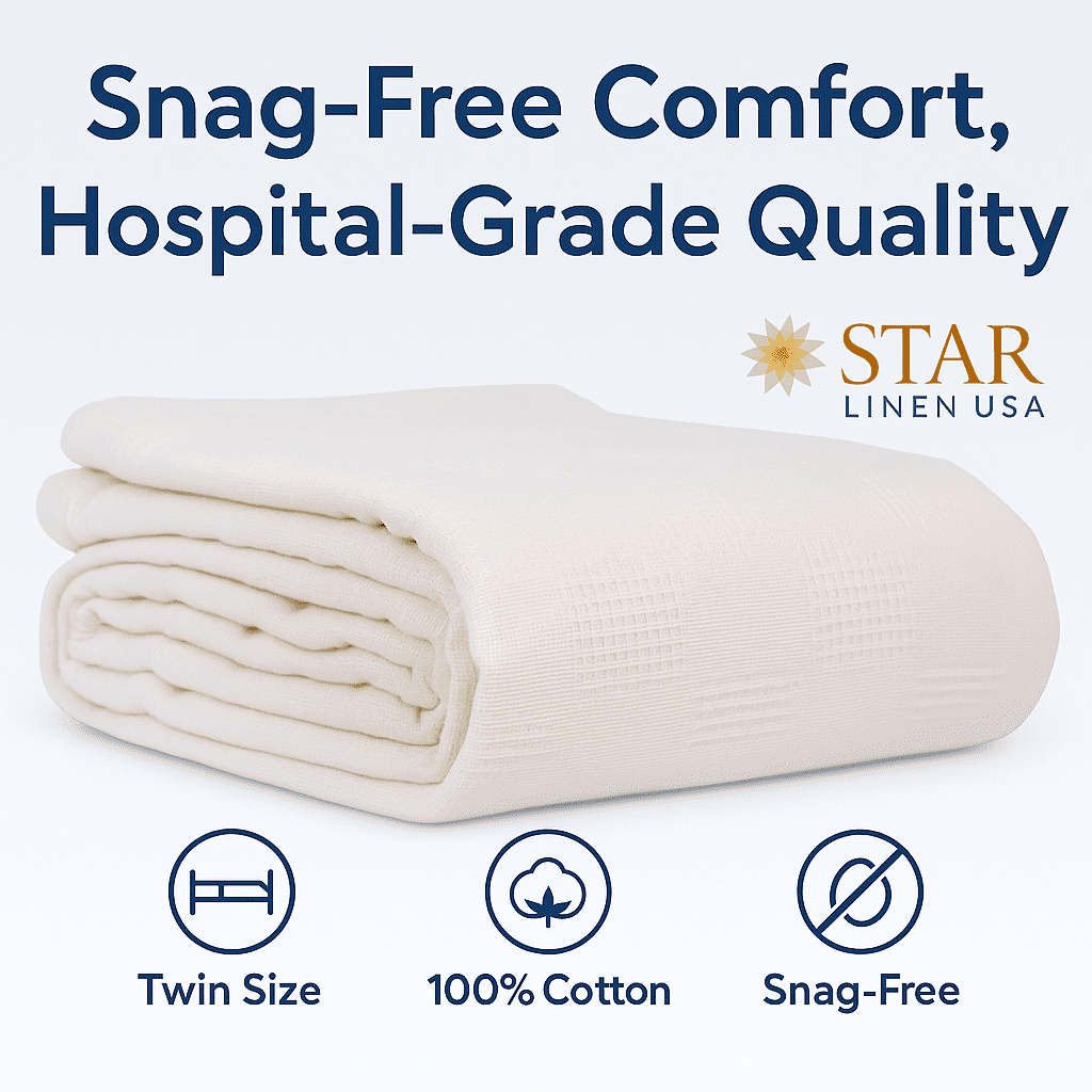 Hospital Thermal Blanket Throw Snag Free | 100% Cotton | Twin 66"x90" | White (1)