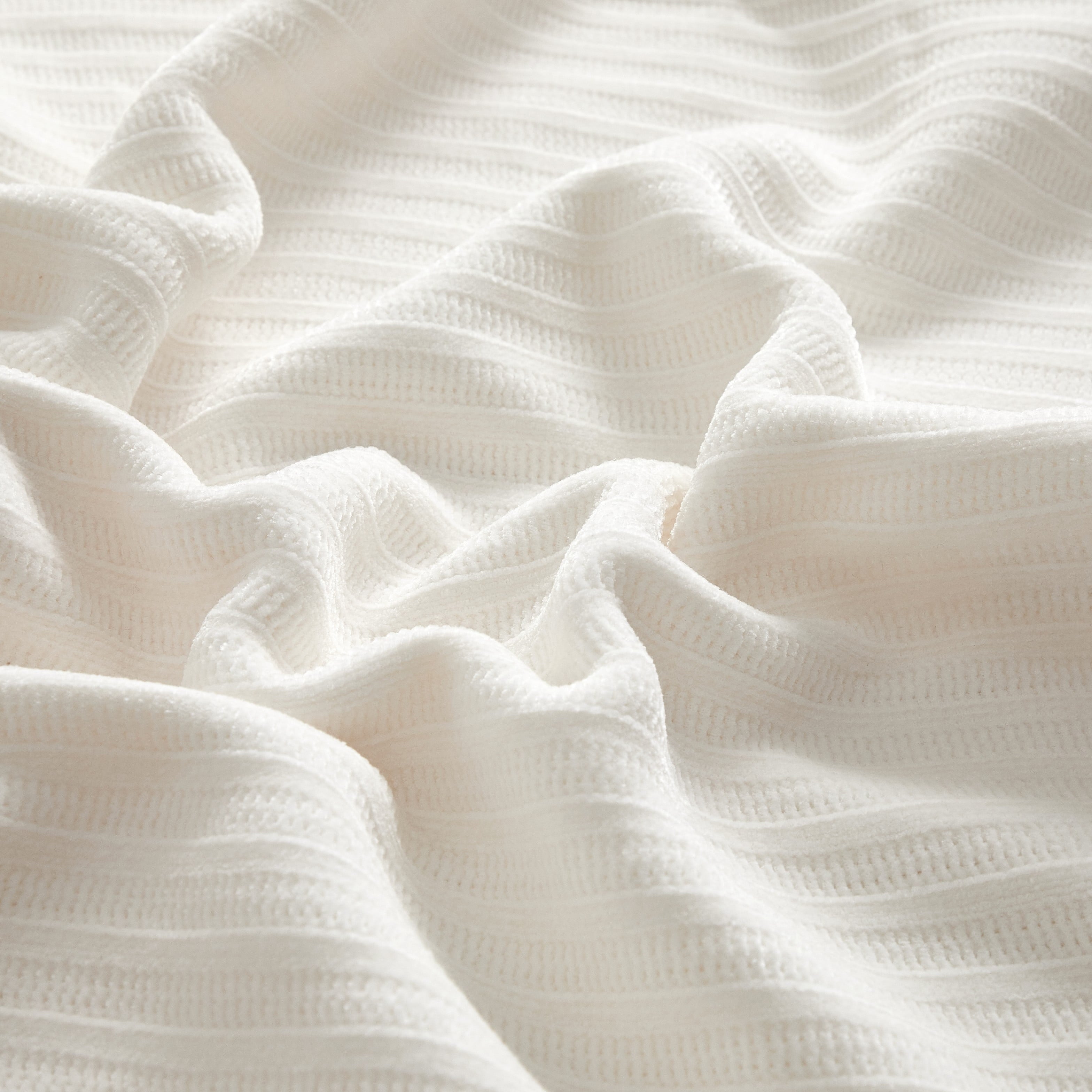 Cozy Chenille Reverse to Plush Soft Couch Throw, Vanilla Dream, Standard Size
