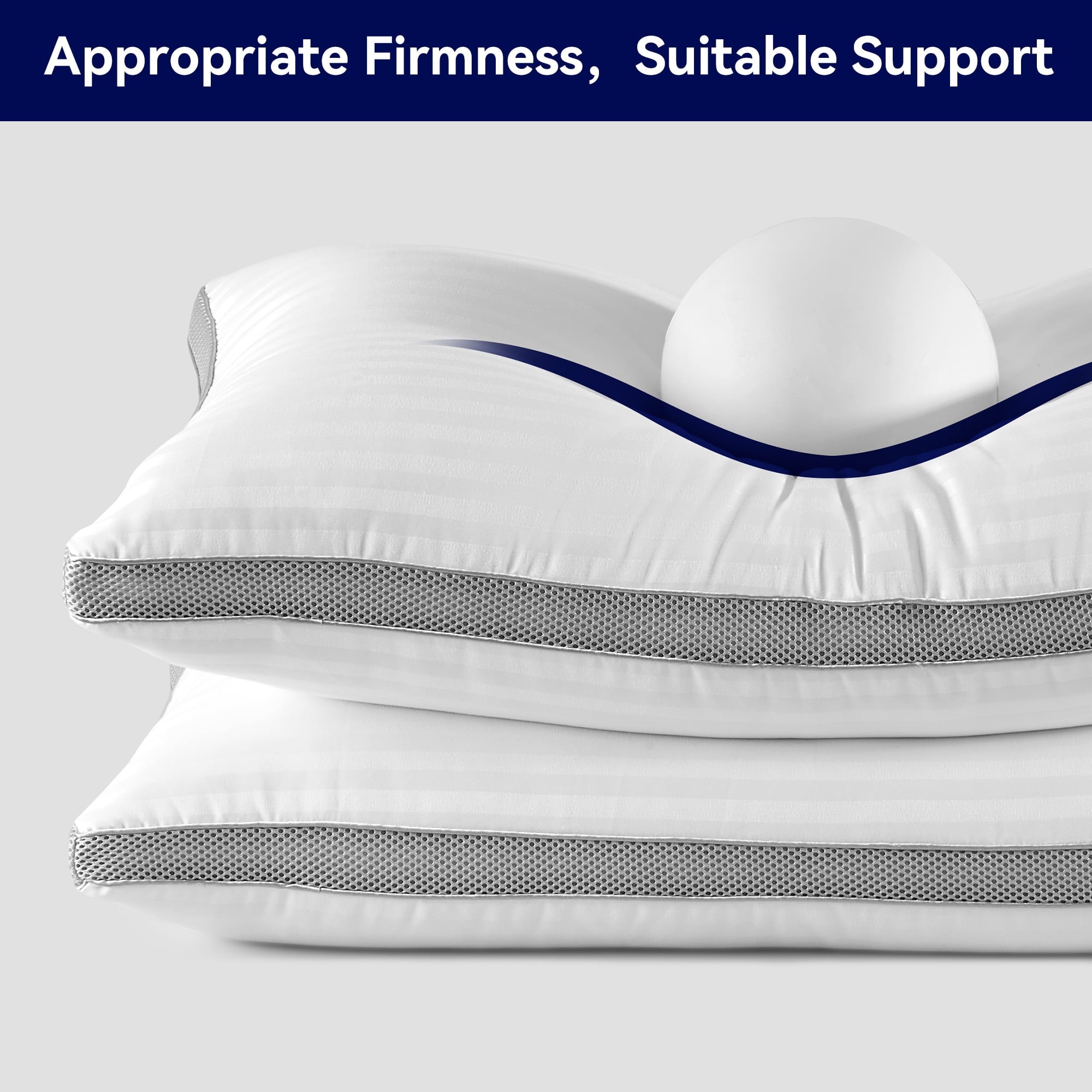 Bed Pillows for Sleeping, Queen Size Set of 2, Sandwich Mesh with Breathable Sides, Premium Medium pillows for Back, ...