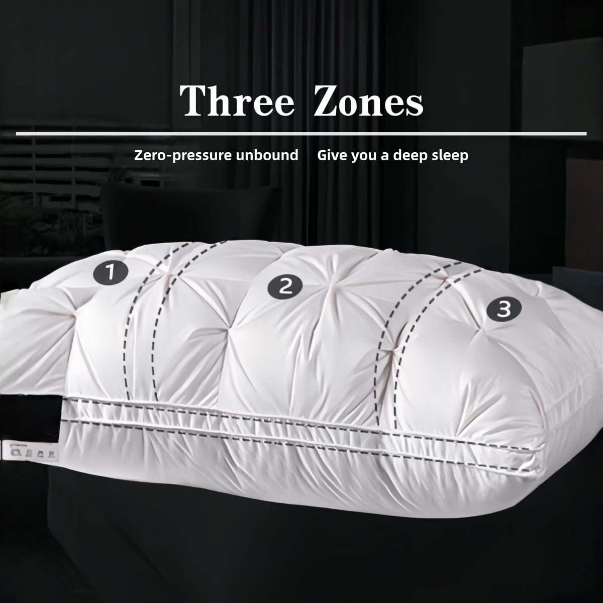 2-Pack 3-Line Grid Bed Pillow (20.1" x 13.97") - Soft, Breathable and Hypoallergenic