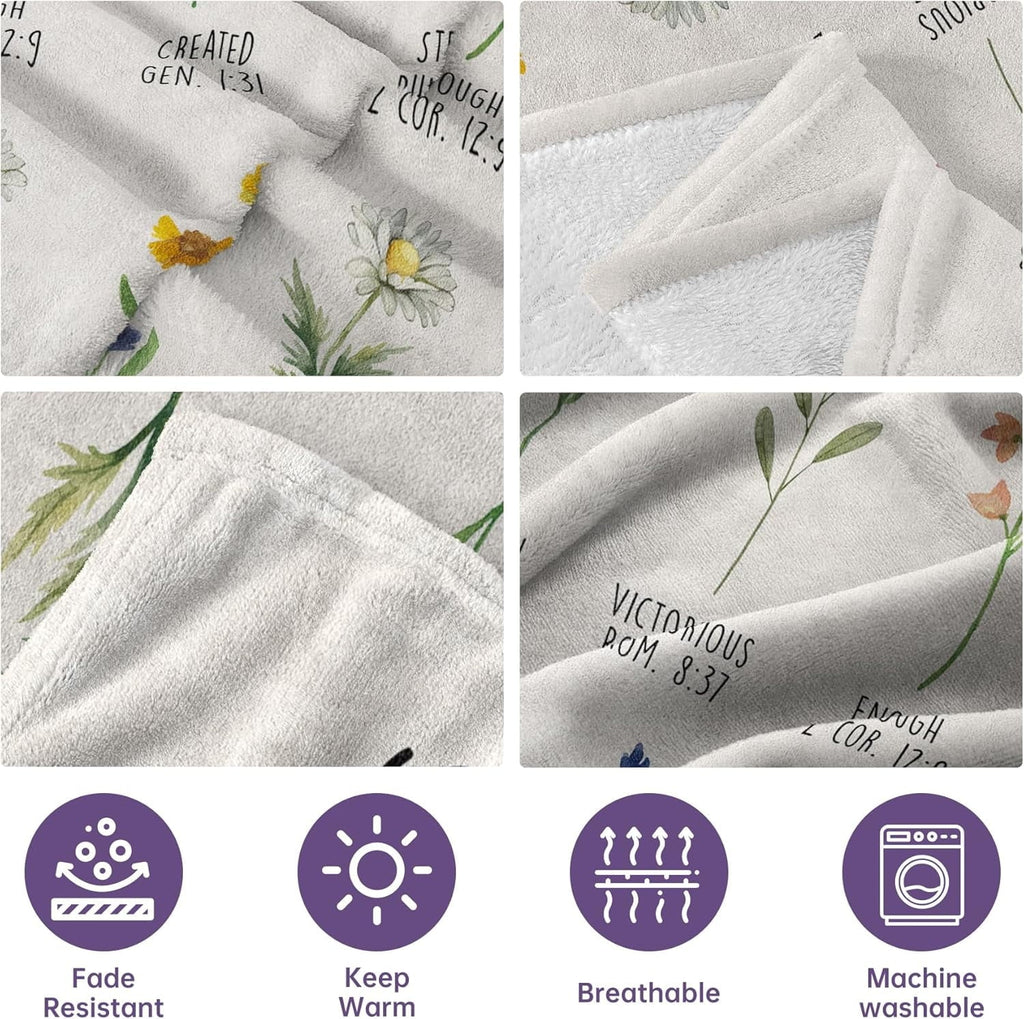 Christian Gifts for Women, Christian Blanket with Flowers, Birthday Gifts for Women, Inspirational, Religious Gifts f...
