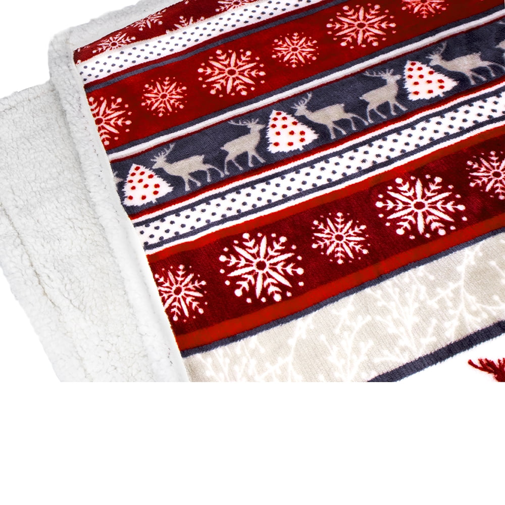 Premium Plush Sherpa Throw Christmas Blanket | Soft, Warm, Cozy, Reversible Microfiber Winter Cabin Throw | Plaid Hol...