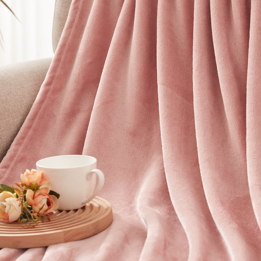 Large Flannel Fleece Velvet Plush Throw Blanket - 50" x 70" (Pink)