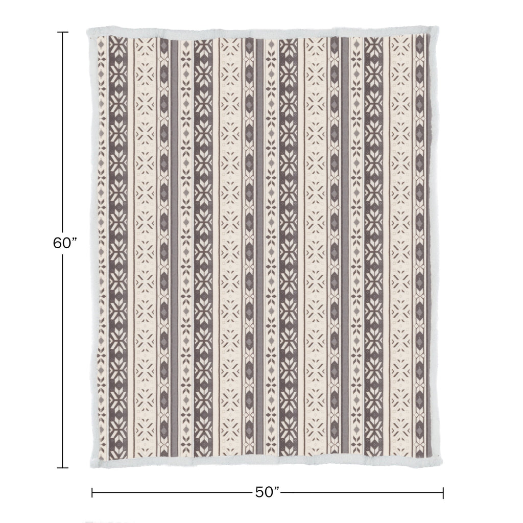 50x60-Inch Machine Washable Fleece Blanket with Snowflakes