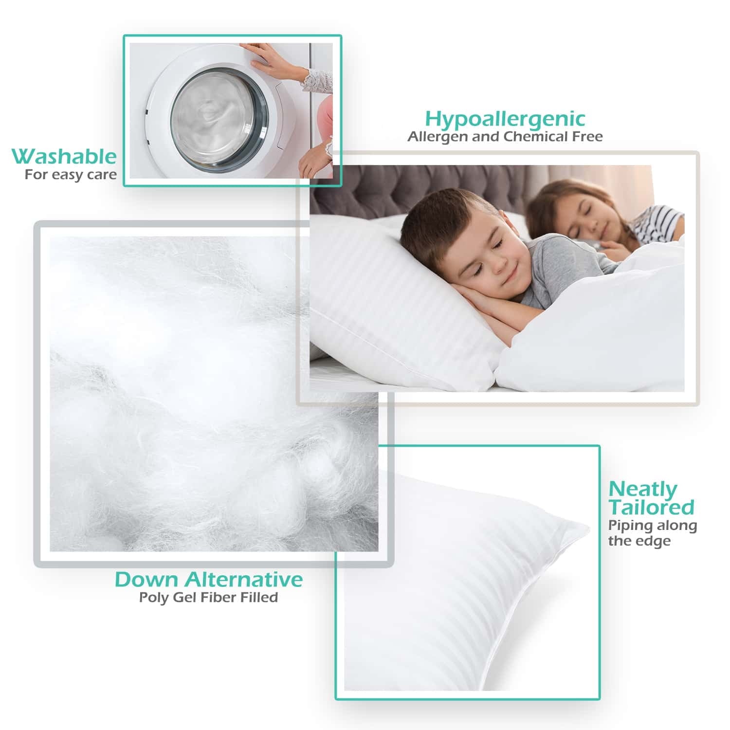 Down Alternative Pillow, Stanard/Queen Pillows for Bed, Soft Supportive Hotel Quality Pillows
