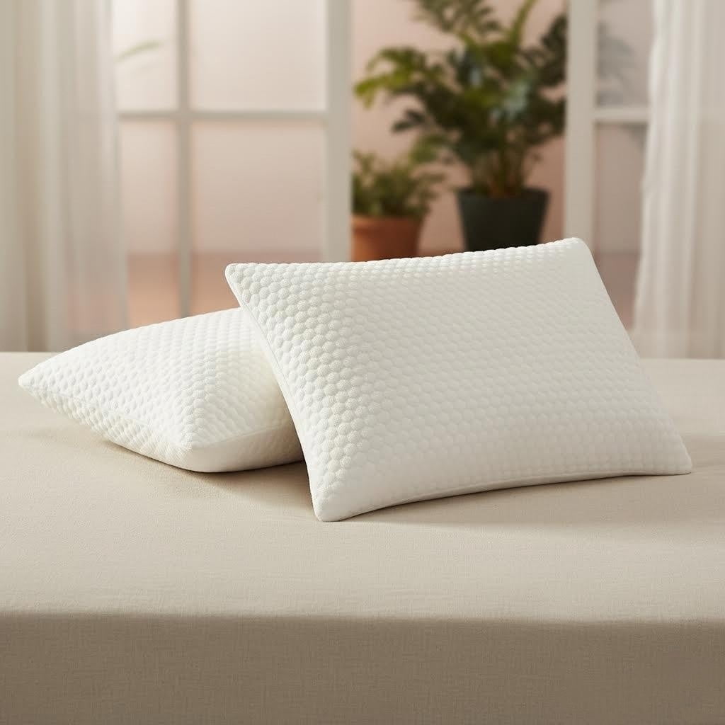 Queen Size Latex Pillow (2 Pack) Shredded Natural Latex Cooling Bed Pillows for Side & Back Sleepers, Medium Firm Sup...