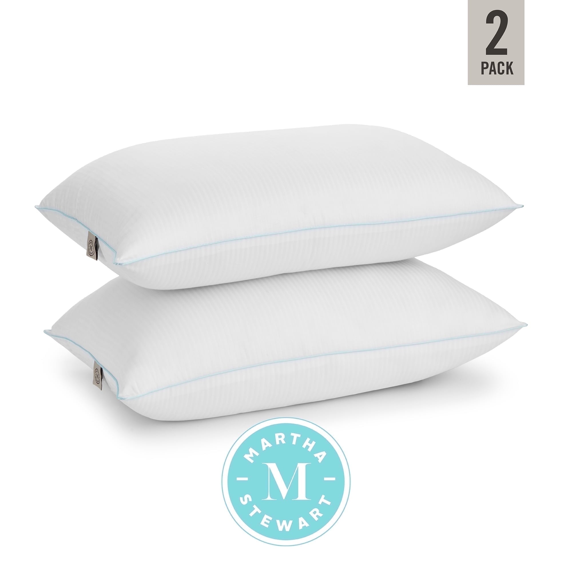 Classic Stripe Bed Pillows Standard / Queen Size Set Of 2, Enhanced Loft Plush Pillow for All Sleep Positions, 20" x ...