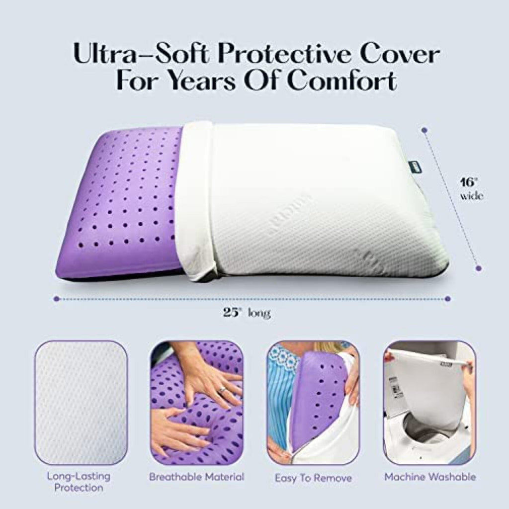 Plush Zen Bed Pillow, Lavender Scented Cooling Adaptive Memory Foam Queen