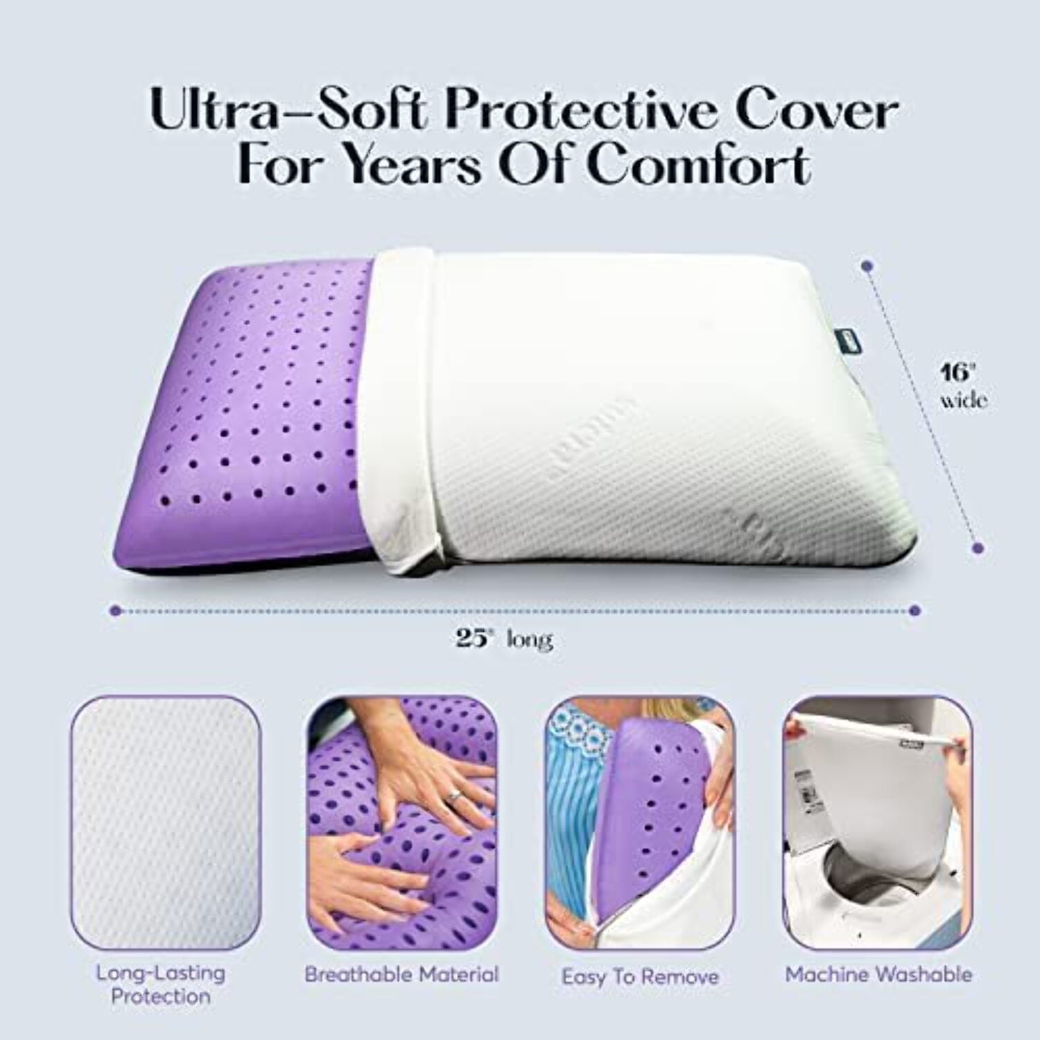 Plush Zen Bed Pillow, Lavender Scented Cooling Adaptive Memory Foam Queen