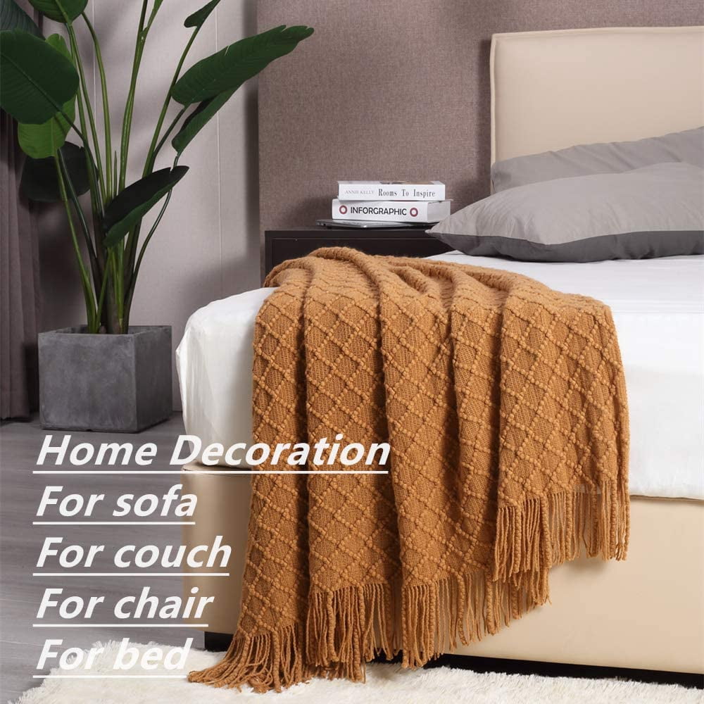 Home Decor Rustic Couch Sofa Chair Bed Throw Blanket, Soft Warm Light Weight in Spring Summer (50''X60'' Brown)