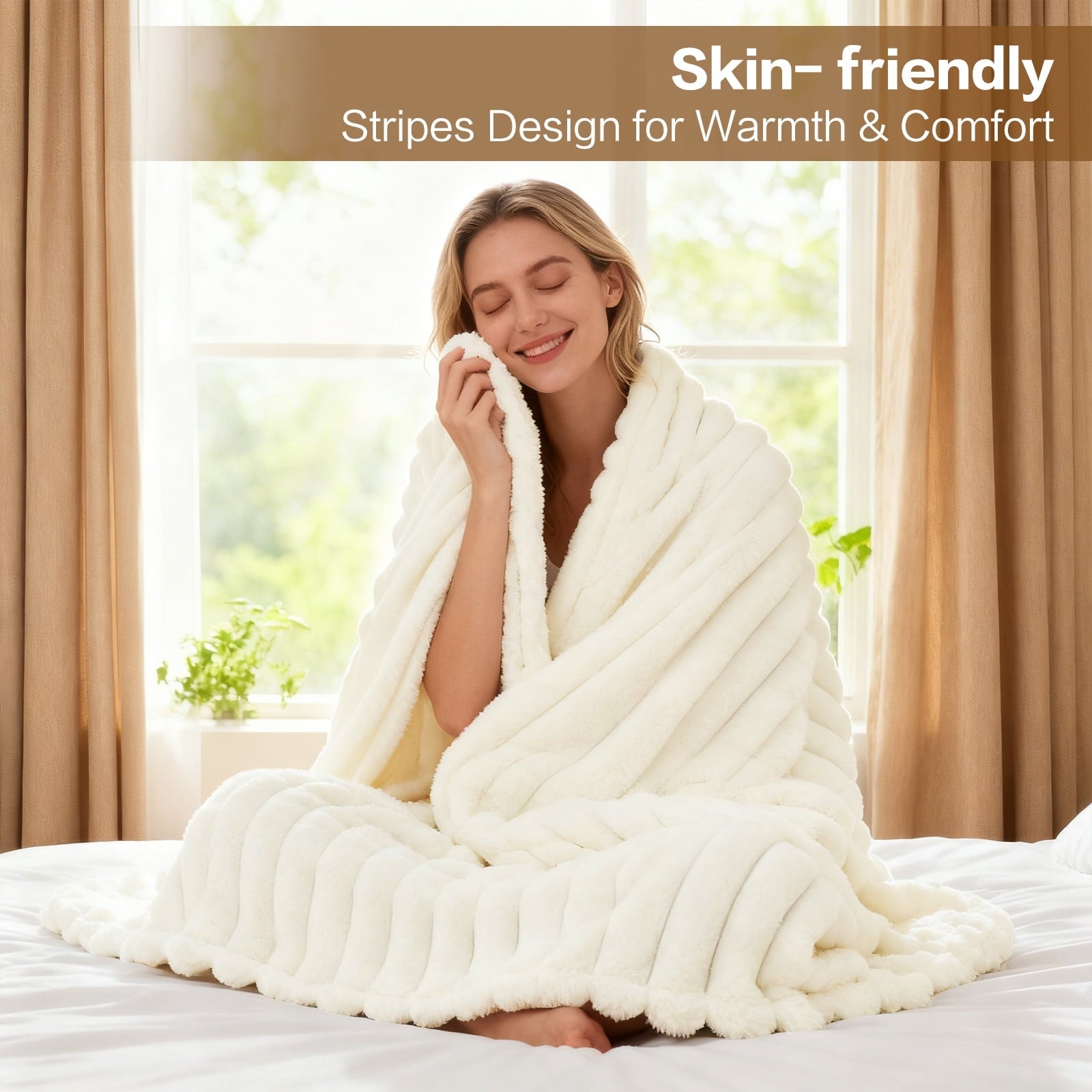 White Fleece Throw Blanket for Couch, Super Soft Cozy Blankets and Throws, Decorative Fleece Blankets for Women Men G...