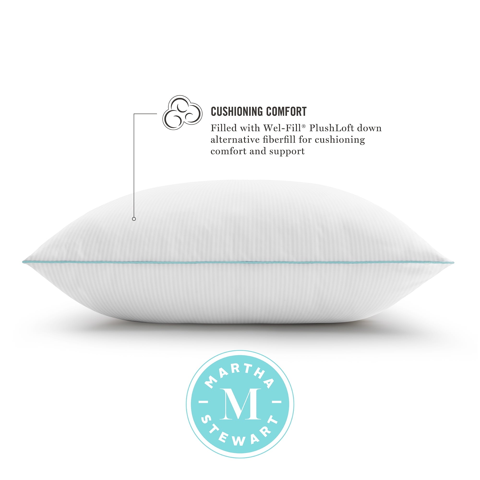 Classic Stripe Bed Pillows Standard / Queen Size Set Of 2, Enhanced Loft Plush Pillow for All Sleep Positions, 20" x ...
