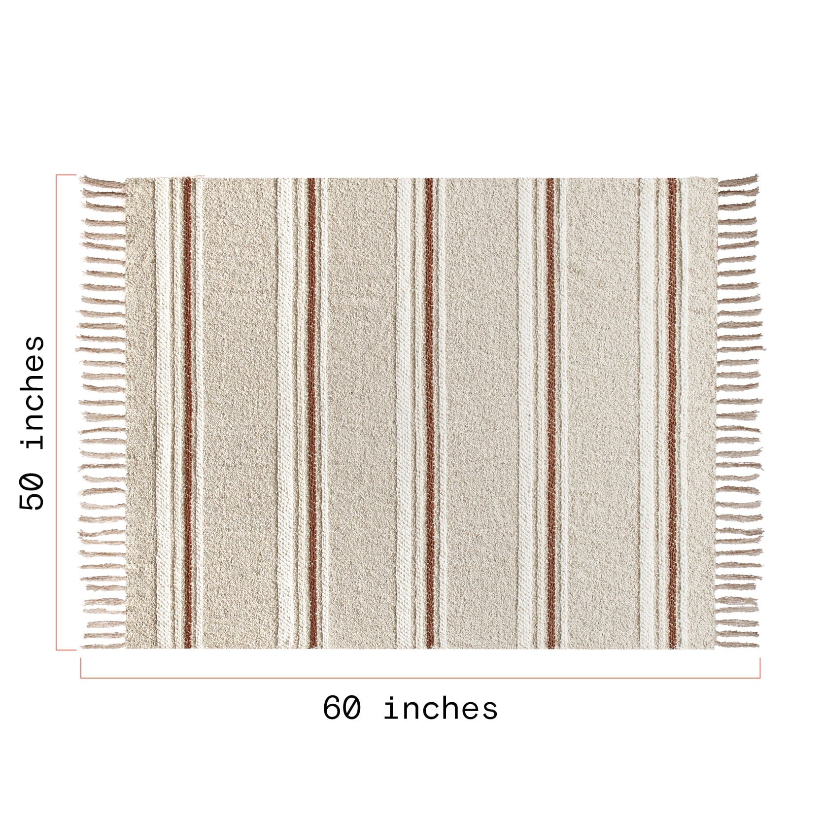 60" x 50" Cozy Striped Porcini Chenille Throw
