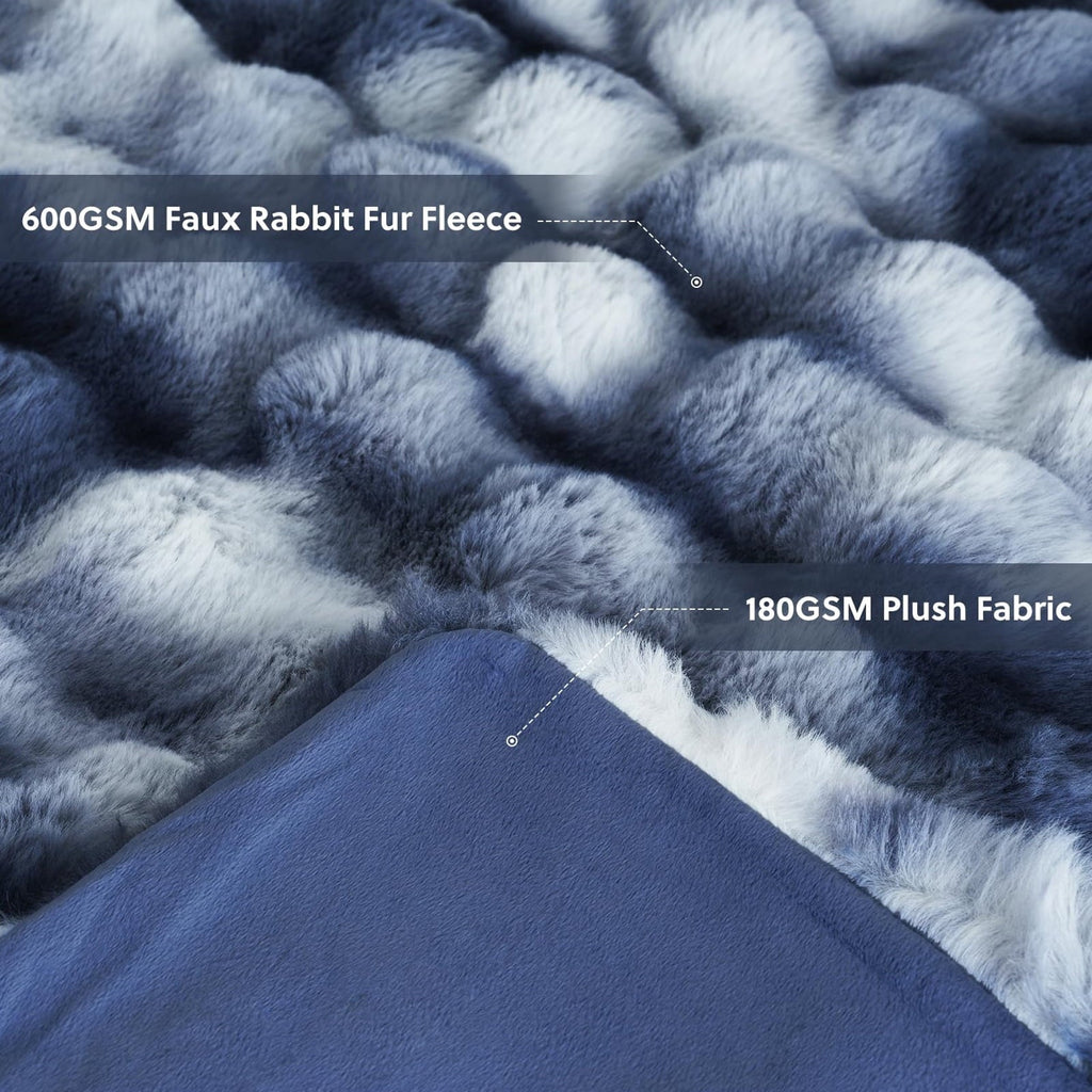 Faux Fur Throw Blanket for Couch Luxury Fluffy Thick Bubble Blanket Warm Cozy Throw for Bedroom Living Room, 50" x 60...