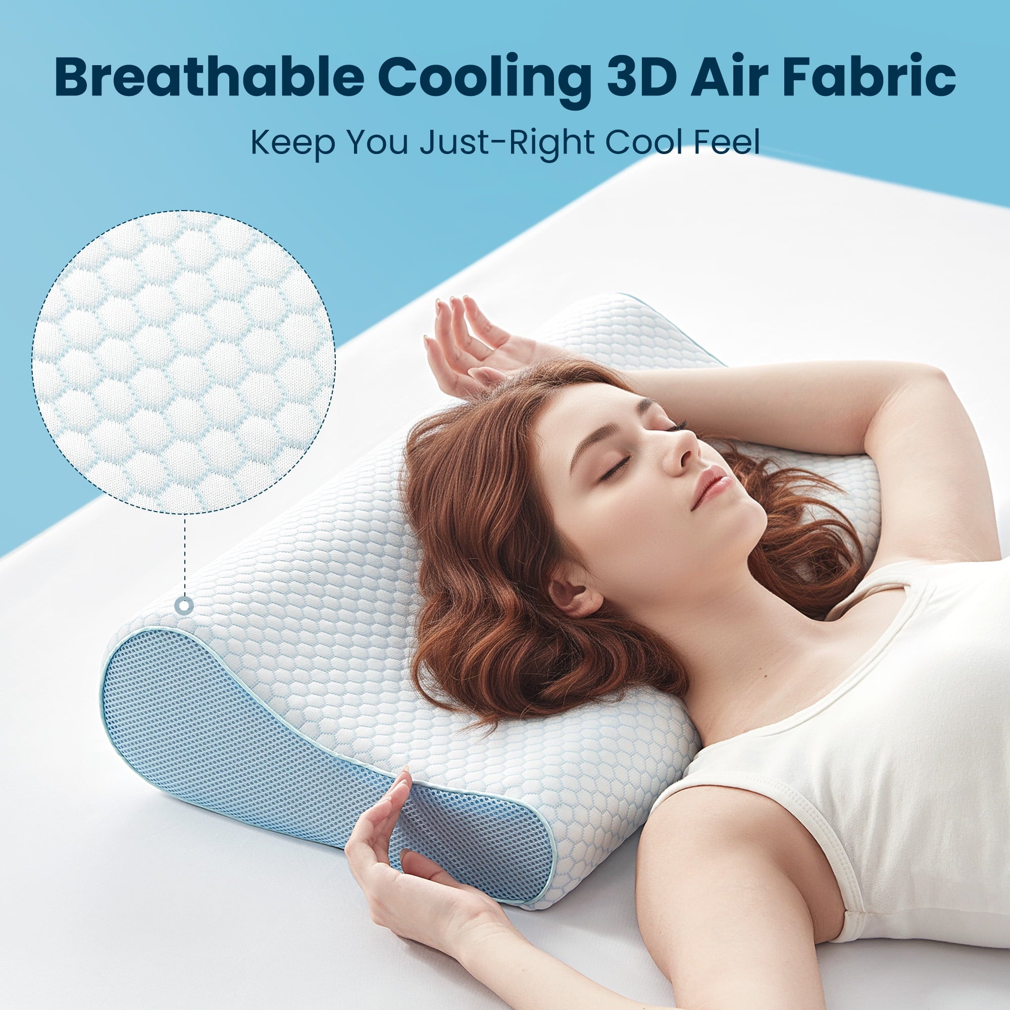 Standard Cooling Memory Foam Pillow, Ergonomic Adjustable Orthopedic Contour Bed Pillows Neck Support for Side Back S...
