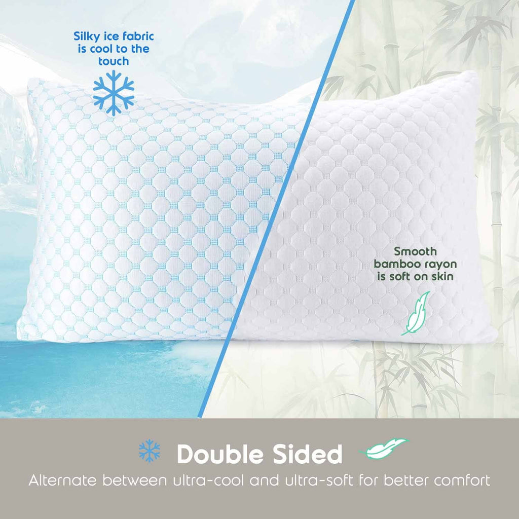 Cooling Pillows for Bed, Memory Foam Bed Pillow, Queen Pillows 20” X 28”, 2 Pack