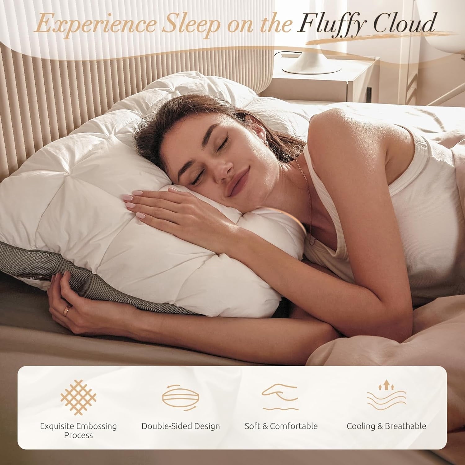Hotel Cervical Pillow for Sleeping – Ergonomic Contour Neck Support Bed Pillow, Fluffy and Supportive for Side, Back ...