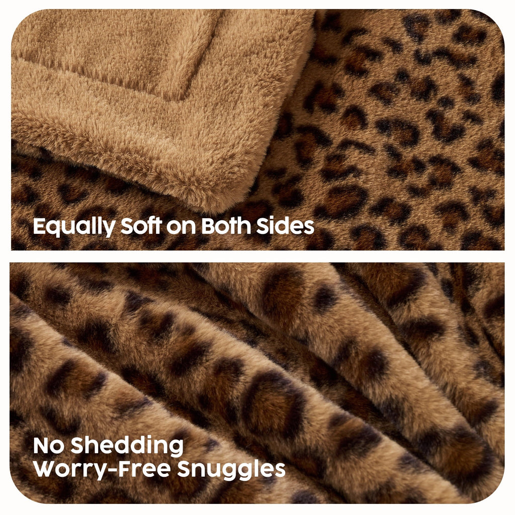 Leopard Print Throw Blanket Soft Cozy Fluffy Plush Cheetah Print Blanket for Home Decor,50"x60",Brown
