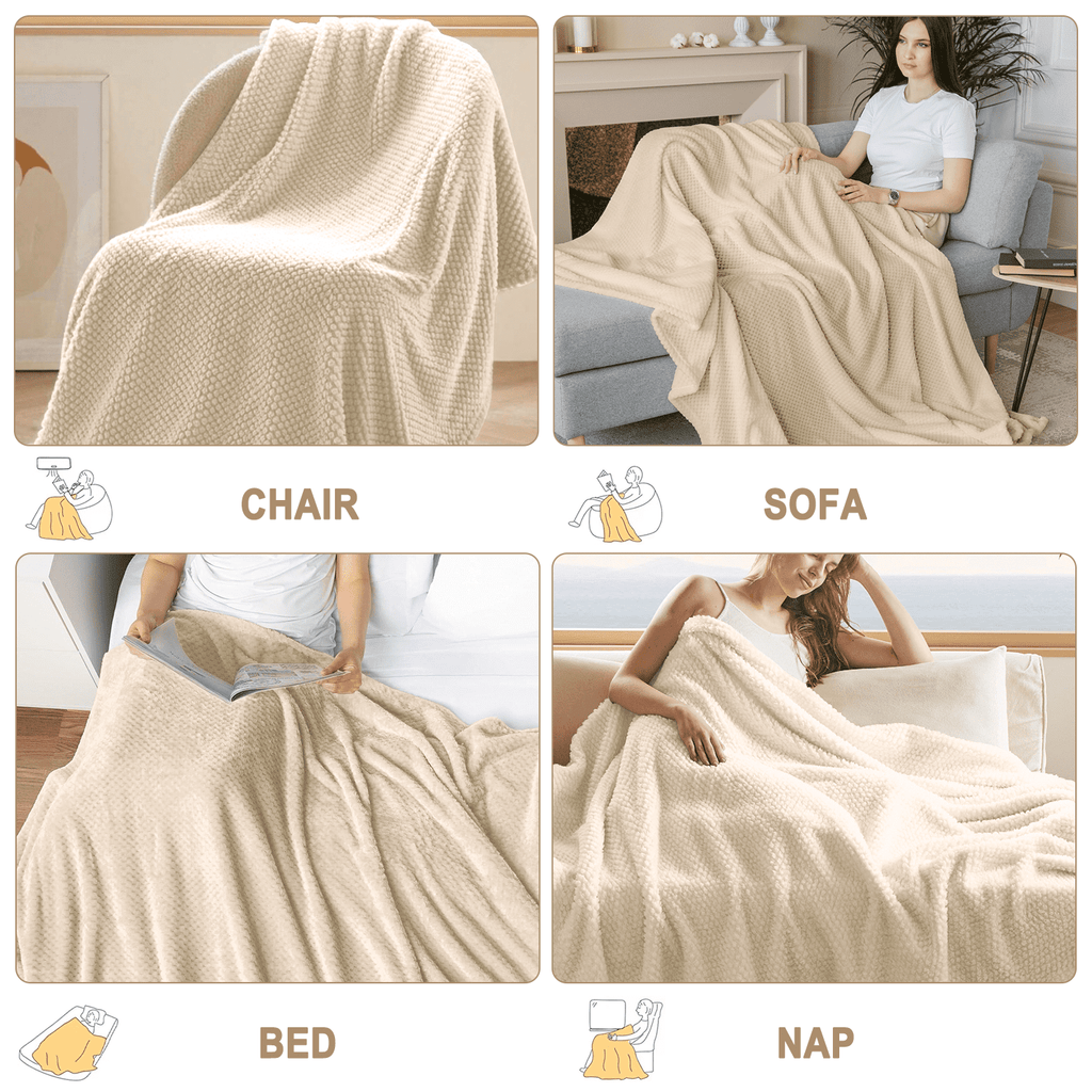 Ultra Soft Throw Blanket, Warm Cozy Blankets for Couch Bed Chair, Breathable and Lightweight Blankets for All Seasons...